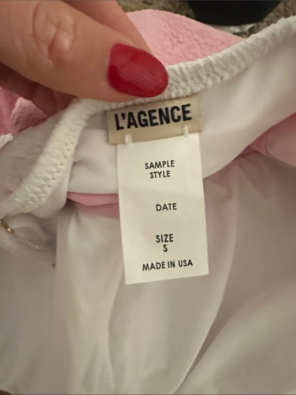 L'AGENCE Pink and White One Piece Swimsuit color block